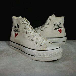 CONVERSE CTAS LIFT PLATFORM MADE WITH LOVE WHITE CANVAS HI 9M 571119C FREE SHIP